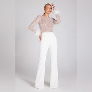 Nadine Merabi white bridal jumpsuit size M